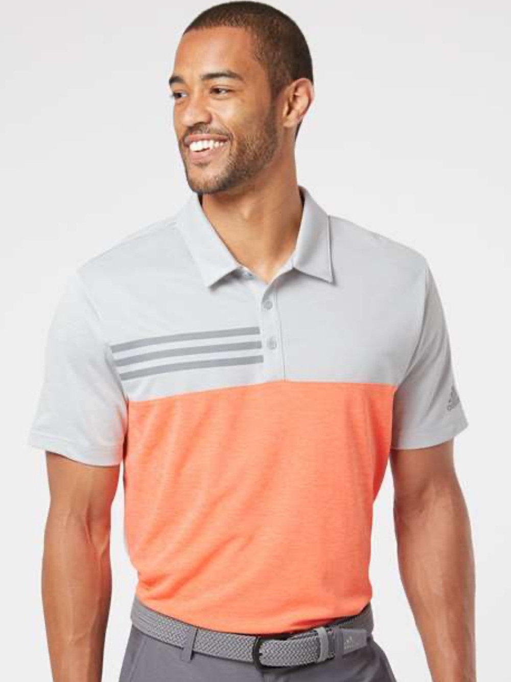 adidas Gray & Coral Colorblock Polo
